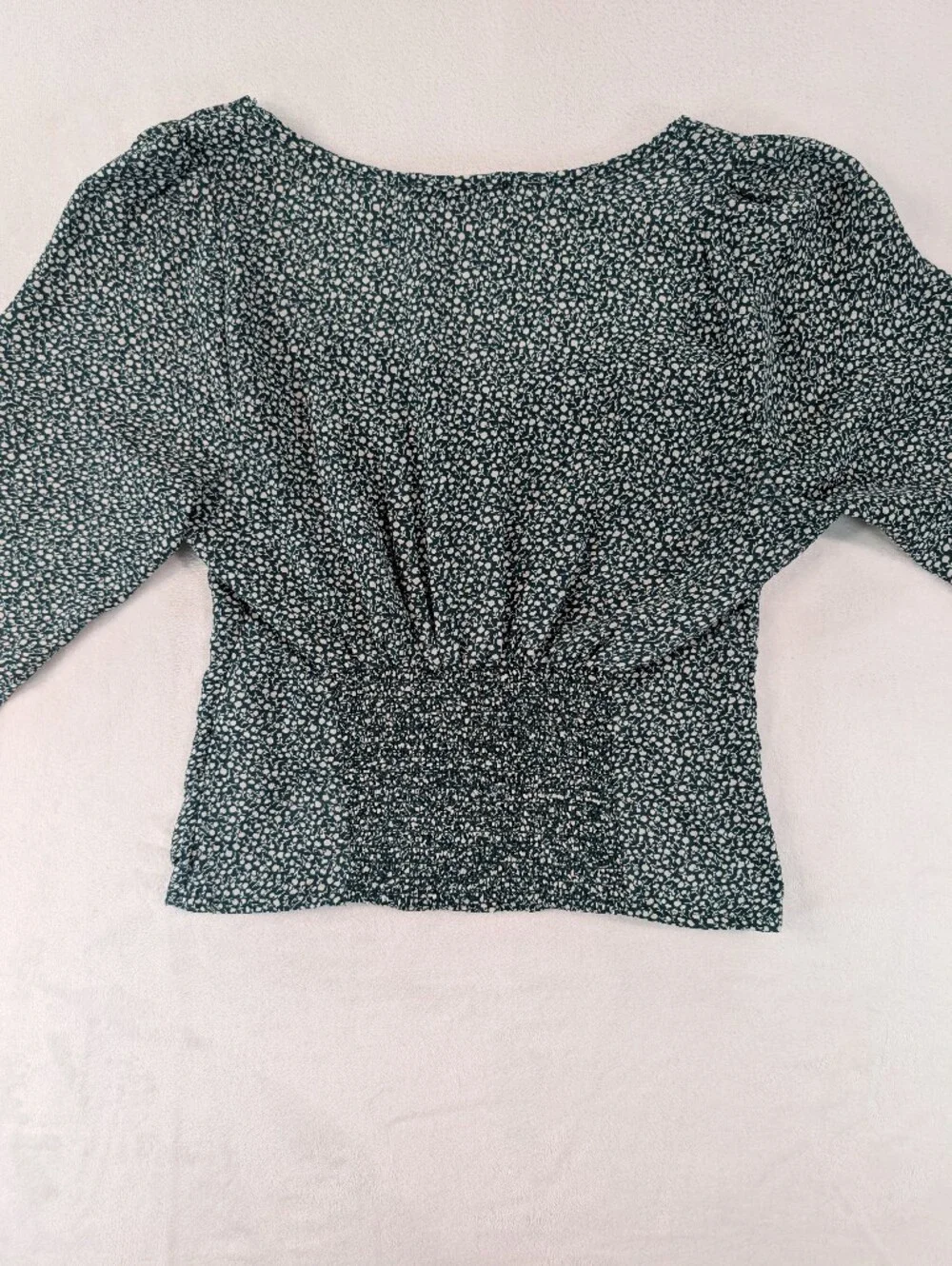 Abercrombie & Fitch Green Floral Puff Sleeve Blouse Top XS | Cottagecore Boho